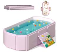 Vaschetta da bagno portatile pieghevole per bambini, piatto doccia antiscivolo con tappo di scarico, vasca da bagno adatta per bambini da 0 a 6 anni, piscina per lavaggio Pink 80×45×25cm（31"×18"×10"）
