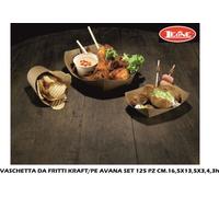 Vaschetta da Fritti Kraft/Pe Avana Set 125 Pz cm 16,5x13,5x3,4,3h Leone LEO0754