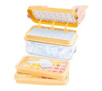 Vaschetta for cubetti di ghiaccio con stampi in silicone impilabili a 2 vassoi con contenitore for congelatore 64 pepite(Orange)