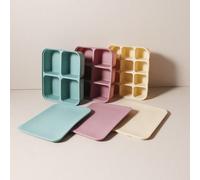 Vaschetta in silicone con 4-6-12 scomparti per l'alimentazione del bambino, contenitore per conservare e congelare il cibo, adatto al forno 4 griglie verde scuro,6 griglie cammello,12 g di riso bianco