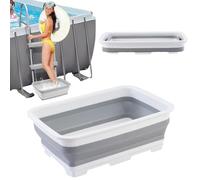 Vaschetta Lavapiedi Piscina Pieghevole 37x27x11.8cm, Bacinella per Pediluvio Antiscivolo, Vaschetta Piedi Piscina per Scaletta, Ideale Prima di Entrare in Piscina per Mantenere l’Acqua Pulita