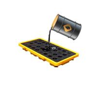 Vaschetta modulare per il contenimento delle fuoriuscite, 80 l, in polietilene, a prova di perdite, con scarico, piattaforma industriale gialla per garage e supermercato, 130 x 68 x 15 cm