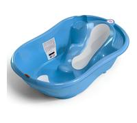 OKBABY Onda Evolution - Vaschetta dal Design Ergonomico con Seduta Antiscivolo per il Bagnetto del Neonato 0-12 Mesi - Azzurro