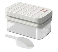 Vaschetta per ghiaccio con coperchio e vassoio, stampo per ghiaccio da 56 grate con vassoio e pala, grande capacità, utensile per la produzione di bevande fredde alla tequila, vodka e whisky