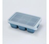 Vaschetta per ghiaccio flessibile in silicone con coperchio, design a 6 cavità, per cubetti di ghiaccio facili e veloci (blu)