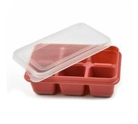 Vaschetta per ghiaccio flessibile in silicone con coperchio, design a 6 cavità, per cubetti di ghiaccio facili e veloci (grigio)