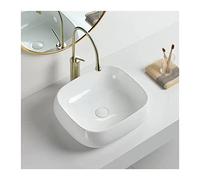 Vaschetta per lavabo Lavelli da bagno 17,7 x 15, pollici e rubinetto in oro spazzolato combinato lavabo rettangolare in ceramica bianca con scarico a scomparsa Mobile da bagno