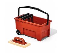 Vaschetta per lavaggio pavimenti con griglia e due rulli capacità 13 litri con ruote 56x30xH30 cm