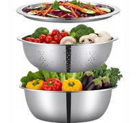 Vaschetta per sminuzzare e drenare la lattuga, 3 in 1, in acciaio inox 304, isolata per insalata e immersione (30 cm)