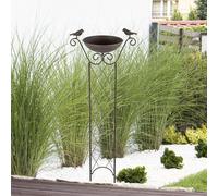 Vaschetta per uccelli con supporto Vaschetta per uccelli, traliccio con picco a terra antigelo marrone antico, 19 cm LxH 30x82 cm, giardino