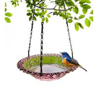 Vaschetta per uccelli da appendere e mangiatoia, ciotola per uccelli da esterno con ganci, dispenser d'acqua in vetro decorativo, mangiatoia creativa per uccelli per decorazione da giardino e cortile