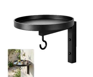 Vaschetta per uccelli in metallo montata a parete, vaschetta per uccelli 2 in 1 con gancio per appendere mangiatoia, vasca per acqua per vasca per con binario nero, per recinzione (1pcs)