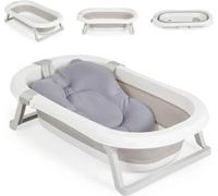 Moni vaschetta da bagno pieghevole Palma in 3 pezzi con cuscino da bagno, spugna, colorazione:grigio