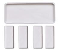 Vaschetta Plastica Rettangolare, Raccogli Condensa, Stampaggio Monoblocco, Design con Bordi Espansi, per Uso Interno ed Esterno (5 Pezzi)(White,30x15x2cm/16x6x0.8in)