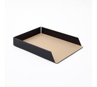 Vaschetta Portadocumenti A4 in Acciaio Nero Opaco e Pelle Beige