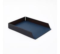 Eglooh Vaschetta Portadocumenti Dafne A4 in Acciaio Nero Opaco e Pelle Blu