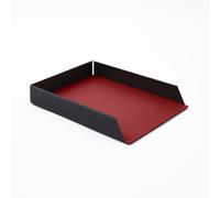 Vaschetta Portadocumenti A4 in Acciaio Nero Opaco e Pelle Rosso Ferrari