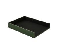 Eglooh - Atena - Porta Documenti Ufficio Scrivania in Vera Pelle Verde - Vaschetta Portadocumenti Formato A4, Portalettere - cm 32 x 24,2 x H.5 - Interamente Made in Italy
