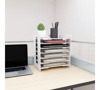 Vaschetta portadocumenti con 7 ripiani, organizer da scrivania in PVC per casa, ufficio, scuola, vassoio portadocumenti A4 con 7 scomparti portaoggetti, organizer per documenti, portadocumenti per uff