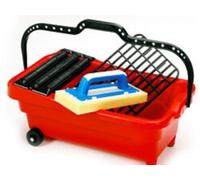 VASCHETTA PULIZIA PIASTRELLE LT. 15 con 2/ruote, 3/rulli strizzaspugna, frattaz