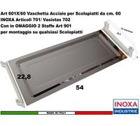 Vaschetta Raccogligocce Acciaio Per Scolapiatti INOXA 601X/60 701/702 + 2 Staffe