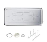 Vaschetta Raccogligocce per Condizionatore, Vaschetta di Raccolta Condensa in Acciaio Inox con Staffe e Tubo Flessibile da 2 M per Condizionatori Split a Pompa di Calore(93x44x3.5cm (36.6x17.3x1.4in))