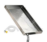 Vaschetta Universale Unità Esterna Split Portatile con Uscita di Scarico | Vaschetta Condensa Condizionatore in Acciaio Inox 304 con Tubo e Fascetta per Uso Domestico e Commerciale(37.4x16x1.2in)