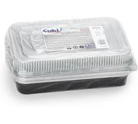 Vaschette Alluminio Con Coperchi Ultra-Forza, 6 Porzioni, Laccate, Cm29X19Xh4 ,