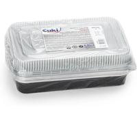 Vaschette Alluminio Con Coperchi Ultra-Forza, 6 Porzioni, Laccate, Cm29X19Xh4 ,