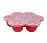 Vaschette Cubetti Ghiaccio Coperchio, Vaschetta Congelamento Alimenti, 7 Contenitori Cavità In Silicone for Cubetti Ghiaccio Latte Materno Purea Frutta(Red,20cm)