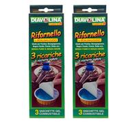 Vaschette gel combustibile RIFORNELLO, Ideale per Fondue, Bourguignonne, Bagna Cauda, Creme, Salsa ecc. senza fumo e senza odori, Confezione da 3 ricariche in vaschette sigillate. (3x80g.) (2 Unità)
