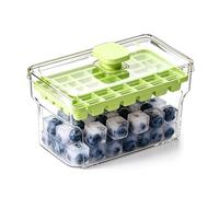 Vaschette per ghiaccio da freezer con coperchio | 34 Scomparti Impilabile Riutilizzabile con Coperchio e Contenitore - Stampo per cubetti di ghiaccio e - Con Whisky Birra Bevande Fredde Caffè Succo Fe