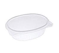 Vaschette plastica per alimenti, semi ovali trasparenti in OPS per asporto STANDIPACK con coperchio cc 500 163x125 h45/50. Confezione da 50 pezzi