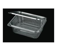 Vaschette rettangolari in PET - mm. 140x123x37 - Codice B1 CC. 375 - Confezione da 50 contenitori trasparenti richiudibili con coperchio unito - Vaschette monouso con chiusura incernierata ed ermetica