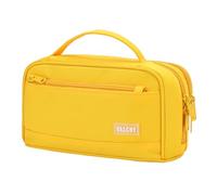 VASCHY Astuccio Scuola，Astuccio Bambina Astuccio Tinta Unita Matite con Multicomparto Astuccio Portapenne per Maestra Lavoro,Giallo