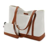 VASCHY Borsa Donna, Borse Donna Università Borsa Tracolla Donna Elegante Borse a Mano Donna Tote Bag per PC 15.6 Pollici Borsa a Spalla Tracolla Borsa per Shopping Lavoro Ufficio Scuola Scuola Beige