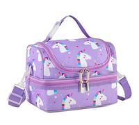VASCHY Borsa termica per il pranzo per bambini, borsa da pranzo portatile con scomparti separati, riutilizzabile, borsa da pranzo con tracolla regolabile per scuola e picnic, Unicorno
