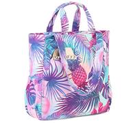 VASCHY Grande borsa da spiaggia, borsa da viaggio, borsa da spiaggia, grande borsa a tracolla per shopping, borsa a tracolla estiva, Ananas viola, Taglia unica per tutti