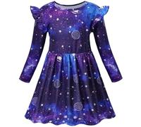 VASCHY Vestito Bambina,Vestiti Bambina Vestito Ragazza Manica Lunga Abito Stampa Abiti Cotone Cartoon Animale Moda Vestiti Primavera Estivo Festa Compleanno per Regazze Bambini 3-9 Anni