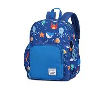 VASCHY Zainetto Asilo Bambini Tema Oceano Blu 7L, Zaino Impermeabile con Pettorina per Bimbo/Bimba 2-4 Anni