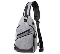 VASCHY Zaino Monospalla Uomo, Borsello Uomo Tracolla Borsa Uomo Vintage Monospalla Donna Casual Impermeabile Borsa a Spalla per Viaggio, Ciclismo,Lavoro,Sport,Bicicletta Grigio Festa del Papà