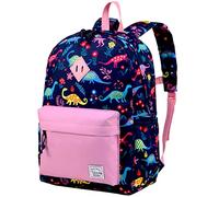 VASCHY Zaino per bambini e ragazze e ragazzi impermeabile leggero carino 4-6 anni borsa da scuola per asilo scolastico con cinghia toracica adatta per A4, Dinosauro Viola, Dinosaure Violet, Zaino