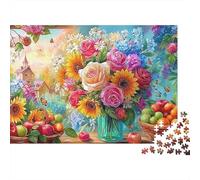 Vase of Flowers with Fruit Baskets Puzzle Da 1000 Pezzi Fruit-themed Perfetto Per Le Serate Di Puzzle in Famiglia, Adulti E Bambini 38x26cm/1000pcs