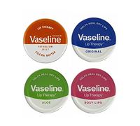 Vaseline - Balsamo per labbra Lip Therapy, 20 g. Burro di cacao, aloe, rosy lips e gusto originale. Lenisce le labbra secche (confezione da 4).