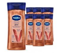 Vaseline Intensive Care Vanilla Glow Sunlit Shimmer, olio rilassante per il corpo con burro di cacao puro, vaniglia e glitter, (Vanilla Glow - 6 x 200ml)