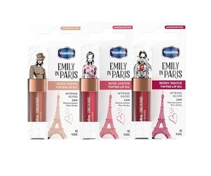 Vaseline x Emily in Paris Lip Oil Mix Pack, getönter Lipgloss für vollere Lippen, (Multicolor - Mix Pack)