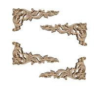 Vasemele 4 Pezzi Decorazione in Legno Intagliato Applique Fregi in Legno Intagliato Decorativi Applique ad Angolo in Legno Applique Intagliato Applique in Legno Fai Da Te Angolo Decorazione Mobili