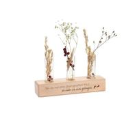 Vasenständer Spuren im Sand: Blumen- und Gräservase mit 1 Glaseinsatz - Ermutigende Deko: Holz-Vase mit Reagenzgläsern und hochwertiger Gravur als Geschenk mit Spruch