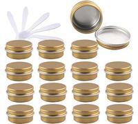vasetti cosmetici 48 barattoli di alluminio rotondi vuoti blu da 10 ml con coperchi a vite barattoli di stoccaggio contenitori for cosmetici vasi con 6 spatole(Gold,10ml)