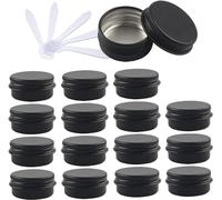 vasetti cosmetici 48 barattoli di alluminio rotondi vuoti blu da 10 ml con coperchi a vite barattoli di stoccaggio contenitori for cosmetici vasi con 6 spatole(Matte Black,15ml)